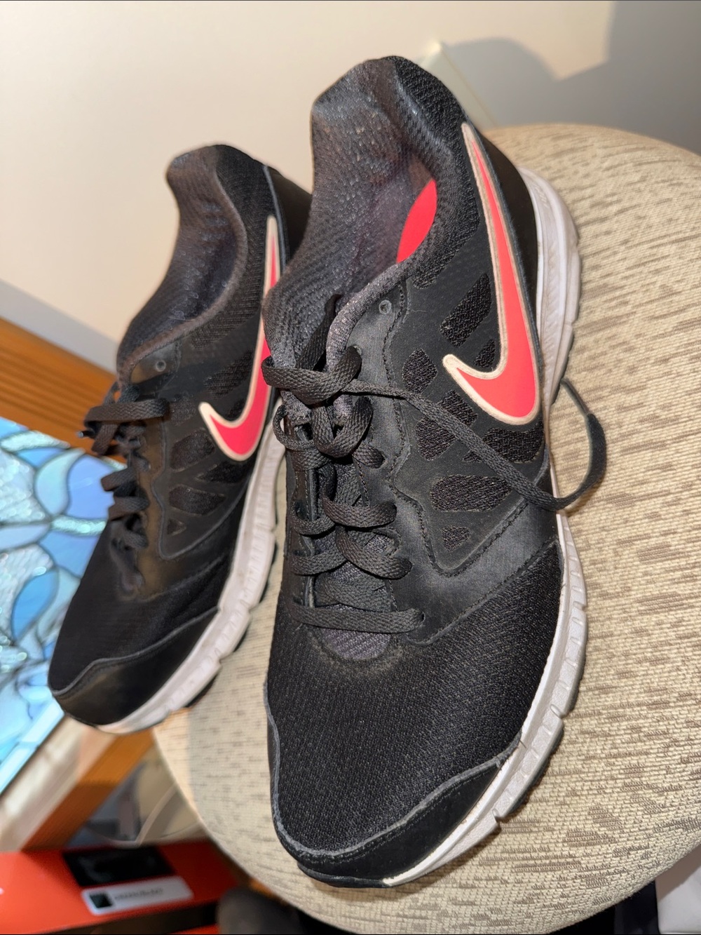 Nike Black Sneakers with Pink Swoosh Accent - Picture 2 of 4